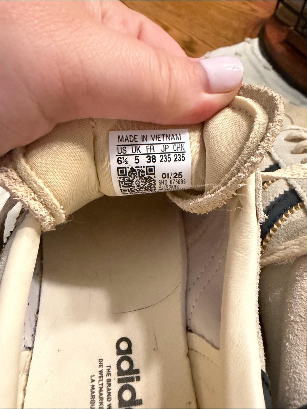 adidas Gazelle Bold Women’s Sneakers in Light Beige with Black Stripes - Picture 7 of 7